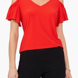 Boston Proper Red Cold Shoulder Top Red